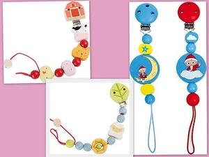 Dummy String Chain Pacifier Baby Soother Wooden Colourful Dummies Ideal Gift - Picture 1 of 6