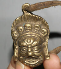 4,5 cm Tibet Kupfer Mahakala Zornvolle Gottheit Buddha Kopf Amulett Anhänger