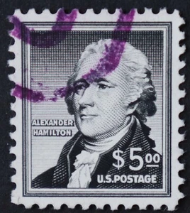 U.S. Used #1053 $5 Hamilton, Superb. Large Margins. Purple Oval Cancel. A Gem! - Picture 1 of 2