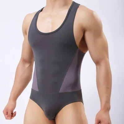 Mens Underwear Undershirt Sexy Tank Tops Cotton Breathable Bodysuit Undershirt - Image 1 of 4