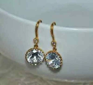 4Ct Lab Created Diamond Beautiful Drop & Dangle Earrings 14K Yellow Gold Plated - Picture 1 of 4