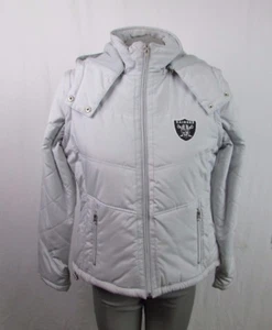 Oakland Raiders 2 in 1 Detachable Hood Winter Jacket Women's M Gray G-III NFL - Picture 1 of 15