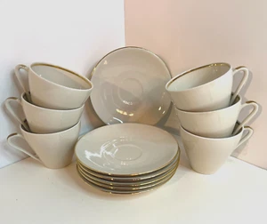 Hutschenreuther Seltmann Weiden Bavaria 12pc Set 6 Cups and 6 Saucers Gold Rim - Picture 1 of 15
