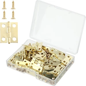 Small Brass Hinges 50 Pcs Small Hinges for Wooden Box Mini Hinges for Crafts wit - Picture 1 of 12