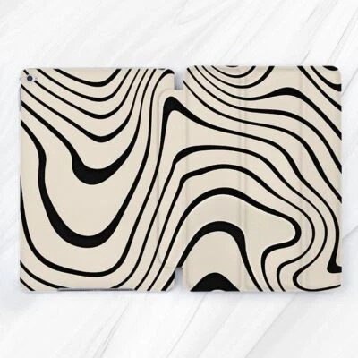 Abstract Zebra Black Beige Case For iPad 10.2 Air 3 4 5 Pro 9.7 11 12.9 Mini - Image 1 of 4