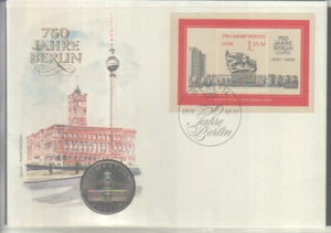DDR-Numisbrief- 750 Jahre Berlin- 5.-Mark Münze Rotes Rathaus--1987 - Bild 1 von 2