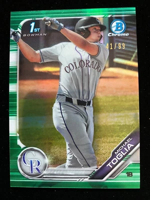 2019 Bowman Draft Chrome MICHAEL TOGLIA 1st Rookie GREEN REFRACTOR #41/99 RC SP - Image 1 of 3