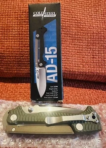 Cold Steel AD-15, Drop Point, Plain Edge 3.5" Folding Blade, OD Green - 58SQ - Picture 1 of 14