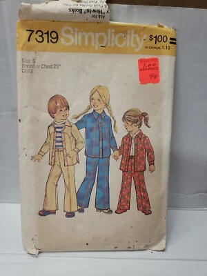 Simplicity Sewing Pattern #7319 Size 6 Child's Shirt-Jacket & Pants Cut Complete - Image 1 of 4