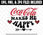 Coke Cola Makes Me Happy Retro Wavy PNG SVG JPG Files Iron Sublimation Cricut