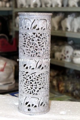 Lámpara de mármol hecha a mano de 12" tallada a mano piedra diseño elefante arte decoración del hogar H5752 Foto 1 de 3