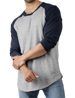 Mens Soft Cotton Raglan 3/4 Sleeve T Shirt Baseball Tee Active Casual Team - Image 1 of 2