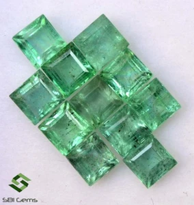 3.50MM Esmeralda Natural Corte Cuadrado Lote 11 Piezas 2.60 Cts sin Tratar - Picture 1 of 4