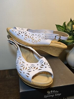 SPRING STEP Olivia Sandal White size 11  Slip On Comfort Leather Made in Italy - Image 1 of 4
