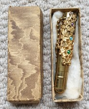 Rare Vintage 1930's Solid Brass Filligree Bakerlite Handbag Pen 