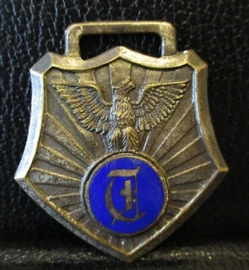 Shield Shape Eagle Initial Letter "T" Pocket Watch Fob Old English Medical Font - Picture 1 of 2