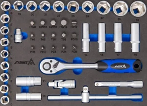 ASTA Metric Socket Set 1/2" Drive In EVA Insert Foam Hex Star/ Torx® Insert Bits - Picture 1 of 2
