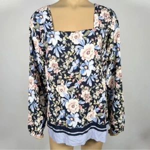 J. Jill Women’s NWT Size Large Petite LP Square Neck Floral Pattern Top - Picture 1 of 8
