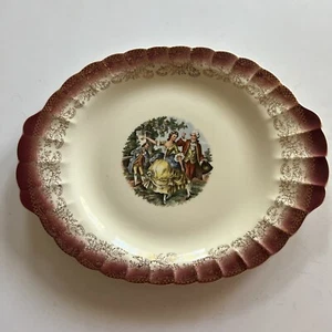 Sebring Pottery Co. Chantilly 22K Gold - Mandarin Maroon 11in Platter - Picture 1 of 8