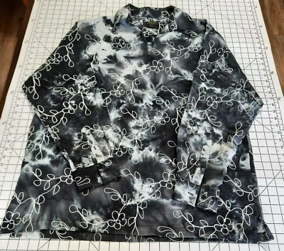 Vintage Possi XL Tinte Retro Floral Bordado Manga Larga Botón Puño Cuello Foto 1 de 4