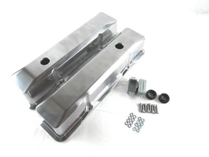 Small Block Chevy Tall Smooth Aluminum Valve Covers Retro Polished E41013P - Picture 1 of 3