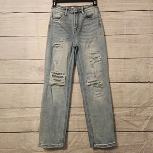RISEN Jeans Women's Junior's Size 3/26 Distressed Straight Leg Stretch L225 - Picture 1 of 6