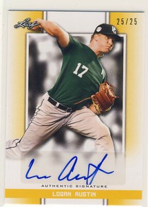 LOGAN AUSTIN 2019 Leaf Perfect Game PG Yellow AUTO /25 AUBURN