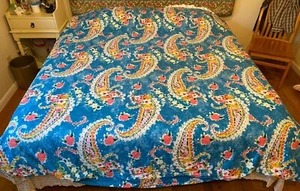 Pottery Barn Duvet Cover Queen/Full Bright Festive Paisley Crisp Cotton - Picture 1 of 7