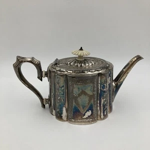 Silver Plate Ornate Teapot - Wb & Co - Silver Plate Antique - Bild 1 von 19