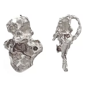 14k White Gold Solid Nugget Free Form Charm Pendant 1.1 grams - Picture 1 of 3