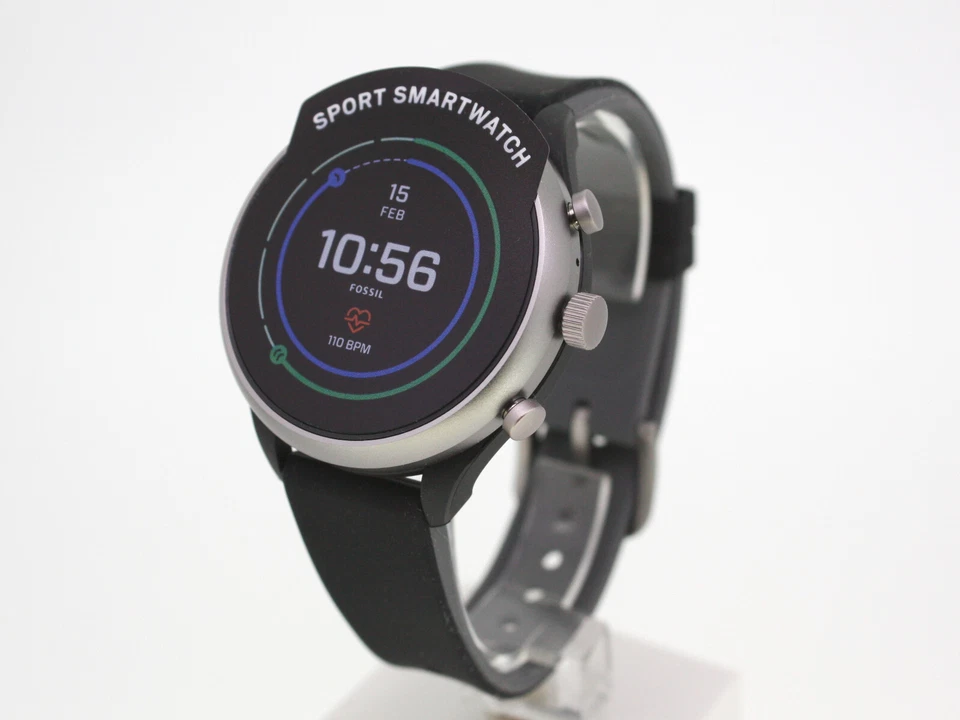 Fossil FTW6024 41mm Grau Aluminium Gehäuse mit Schwarz Silikon Armband Damen Smartwatch