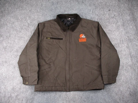 Cleveland Browns Jacket Mens Large Canvas Work Coat Winter NFL Football Adult Cover