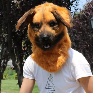 Yellow Dog Realistic Monster Mask Party Celebrity Latex Headgear Costume Cosplay - Picture 1 of 1