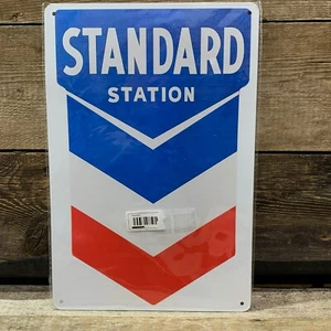 Chevron, Standard Station, Reproduction Tin Metal Sign, NIP - Picture 1 of 4