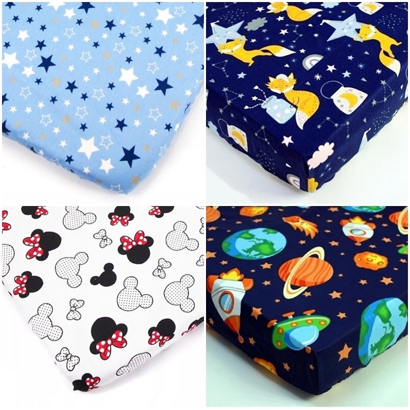 FITTED SHEET baby mattress cover for cot bed cotton  PATTERNED 60x120 70x140 - Image 1 of 1