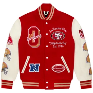 VARSITY NFL RED WHITE SANFRANCISCO 49ers WOOL SIZE L - Picture 1 of 10