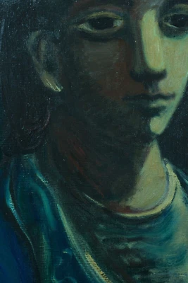 Beau Tableau ancien portait de jeune fille Sylvain Vigny Expressionniste Nice XX - Photo 1/4