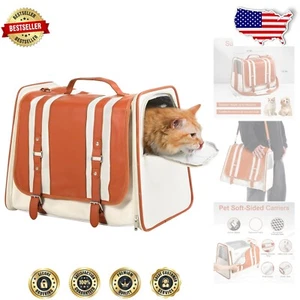 Versatile Soft-Sided Cat and Dog Carrier - Elegant Vintage Design for Small Pets - Picture 1 of 10
