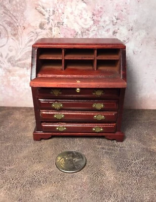Dollhouse Miniature 1:12 inch scale Mahogany Desk - Image 1 of 2