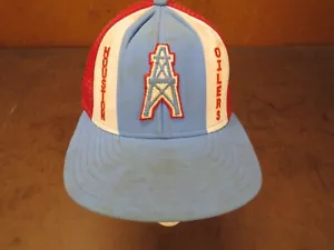 Vintage Houston Oilers Lucky 3 Stripe USA Football 1980's Trucker Hat Cap - Picture 1 of 8