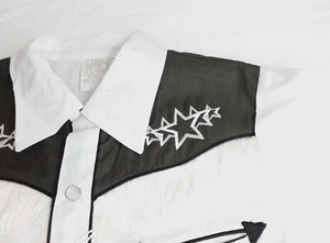 Kids Western Rodeo Shirt White Color Embroider Fringe Long Sleeve Pearl Snap - Picture 1 of 18