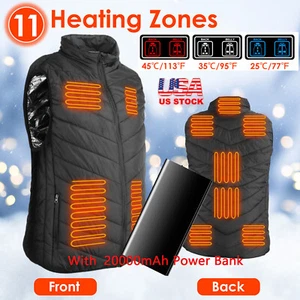 Electric Heated Vest Winter Heating Jacket / 20000mAh USB Battery Pack Warm Vest - Picture 1 of 36