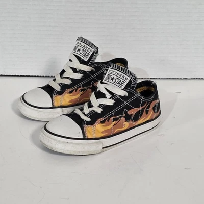 Zapatos Converse Infantil Bebé Niño Niña Talla 8 Negro Rojo Naranja Llamas Con cordones Niño Pequeño Foto 1 de 4