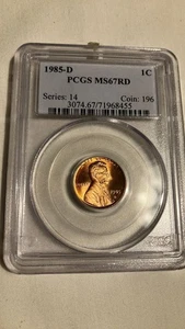 1985 D Ngc MS67RD Cent-rev rotated approximately 5% clockwise minor error - Picture 1 of 4