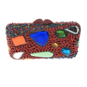 Hermatit Ton Legierung Metall Strass Kristall Clutch Abendtasche HB6295-HMX - Bild 1 von 4