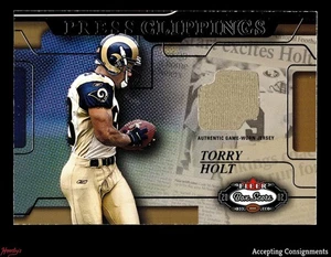 2002 Fleer Box Score Press Clippings Torry Holt GAME USED JERSEY RELIC RAMS - Picture 1 of 2