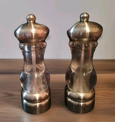 Molinillo/molinillo de sal y pimienta Old Thompson plateado/claro, 7 pulgadas de alto, ajuste. Moler Foto 1 de 4