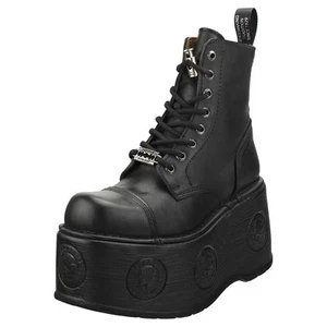 New Rock Metallic M-newmili083-s28 Unisex Platform Boots in Black - 9 US - Picture 1 of 8