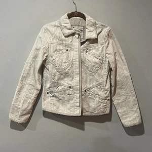 Blaue Willi’s Jacke Damen klein creme bestickt Metallic Strass Knöpfe - Bild 1 von 9