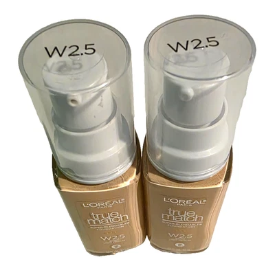 L'Oreal Paris True Match Liquid Foundation-W2.5 Light/Med-1 oz X 2 Bottles - Image 1 of 4